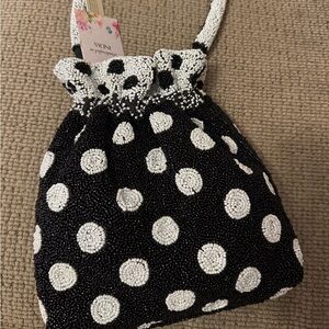 Viral Black & White Polka Dot Beaded Shoulder Bag Made in India